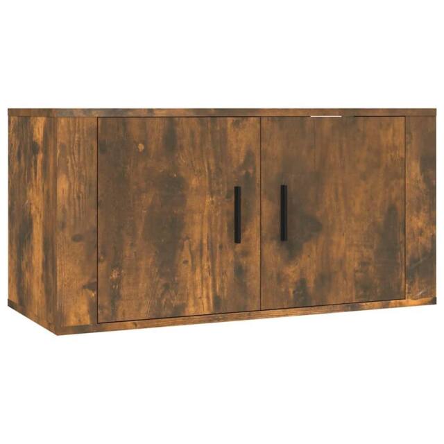 Berkfield Home Wall Mounted TV Cabinet Smoked Oak 80x34.5x40 cm in Brown - image 1