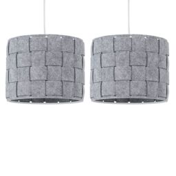 First Choice Lighting Set of 2 Warner - Grey Felt Weave Easy Fit Pendant Shades - thumbnail 1