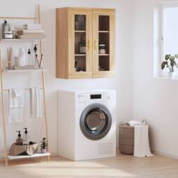 Berkfield Home Wall Mounted Cabinet Sonoma Oak 69.5x34x90 cm in Light Tan - thumbnail 2