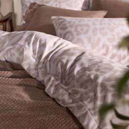 OHS Leopard Duvet Cover Set Microfibre Bedding with Pillowcase in Stone - Size: Single - thumbnail 3
