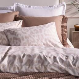 OHS Leopard Duvet Cover Set Microfibre Bedding with Pillowcase in Stone - Size: Single - thumbnail 5
