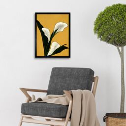 "Artery8 Wall Art Print Art Deco Pop Art White Calla Lily Flower Plant Art Framed in Black - Size: W12"" x H16""" - thumbnail 2