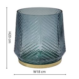 Ivyline Elm Embossed Candle Holder Soft Blue H20cm in Pale Blue - thumbnail 5