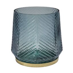 Ivyline Elm Embossed Candle Holder Soft Blue H20cm in Pale Blue - thumbnail 3