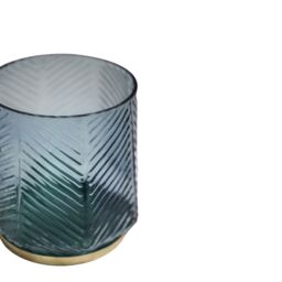 Ivyline Elm Embossed Candle Holder Soft Blue H20cm in Pale Blue - thumbnail 4
