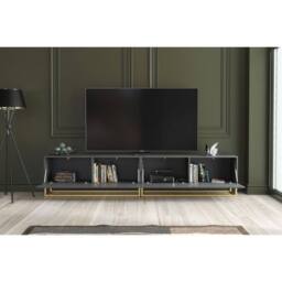 Mex Furniture LTD TV Unit Ripple Duo 200cm - Dark Grey with Fluted Doors - thumbnail 4