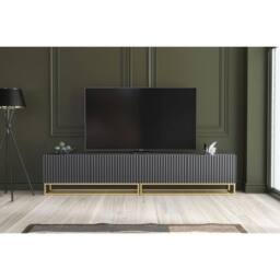 Mex Furniture LTD TV Unit Ripple Duo 200cm - Dark Grey with Fluted Doors - thumbnail 3