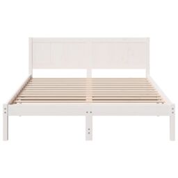 Berkfield Home White Pine Bed Frame White Wood 150 x 200 cm Durable - thumbnail 6