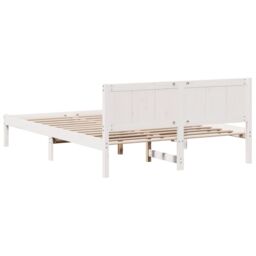 Berkfield Home White Pine Bed Frame White Wood 150 x 200 cm Durable - thumbnail 8