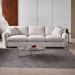 Stratus Interiors Berlin Comfy Jumbo Sofa Deep-Seated Fabric Sofa in Beige - Size: 2 Seater - thumbnail 1