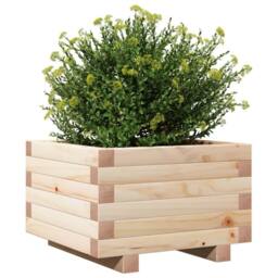 Berkfield Home Decorative Garden Planter 40x40x26.5 cm Solid Wood Pine in Light Tan - thumbnail 4