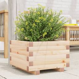 Berkfield Home Decorative Garden Planter 40x40x26.5 cm Solid Wood Pine in Light Tan - thumbnail 2