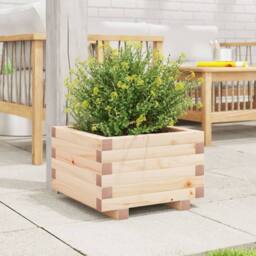 Berkfield Home Decorative Garden Planter 40x40x26.5 cm Solid Wood Pine in Light Tan