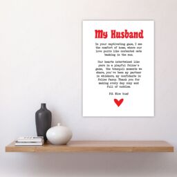 "Artery8 Love Poem Cat Lover Husband Romantic Poetry Fun Wall Art Print in White - Size: W24"" x H32""" - thumbnail 4