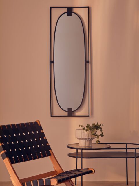 Orsina Rectangular Wall Mirror, Antique wall Mirror In Black Finish, Modern Wall Mirror For Living Room & Hallway - image 1