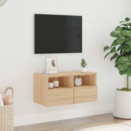 Berkfield Home TV Wall Cabinet Sonoma Oak 60x30x30 cm Engineered Wood in Light Brown - Size: 60 x 30 x 30 cm - thumbnail 1