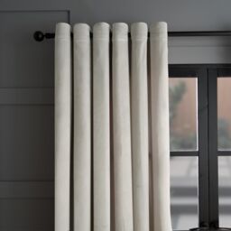 OHS Thermal Matte Velvet 2 Pair Ready Made Eyelet Curtains in Light Grey - Size: 168 cm width x 229 cm drop - thumbnail 2