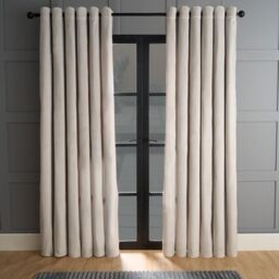 OHS Thermal Matte Velvet 2 Pair Ready Made Eyelet Curtains in Light Grey - Size: 168 cm width x 229 cm drop - thumbnail 1