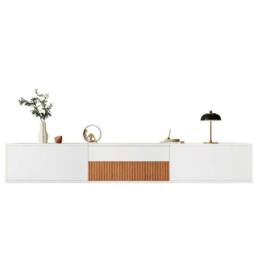 STILVORA TV Cabinet 180 cm with Pull-Out Projector Shelf in White - thumbnail 5