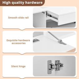 STILVORA TV Cabinet 180 cm with Pull-Out Projector Shelf in White - thumbnail 7