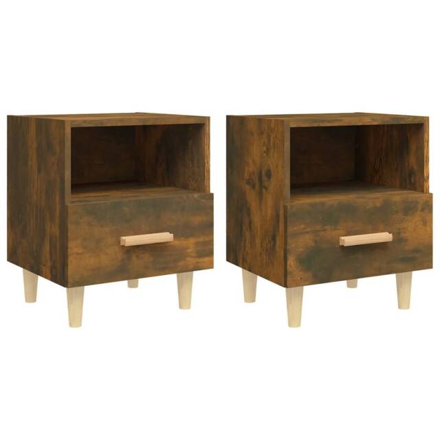 Berkfield Home Bedside Cabinets 2 pcs Smoked Oak 40x35x47 cm in Brown - Size: 40 x 35 x 47 cm - image 1