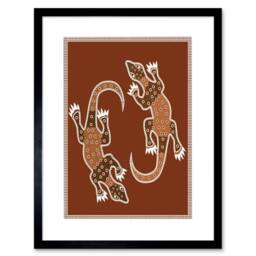 "Artery8 Aboriginal Style Dot Painting Lizard 12x16"" Framed Art Print in Red - Size: W12"" x H16""" - thumbnail 1