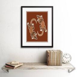 "Artery8 Aboriginal Style Dot Painting Lizard 12x16"" Framed Art Print in Red - Size: W12"" x H16""" - thumbnail 2