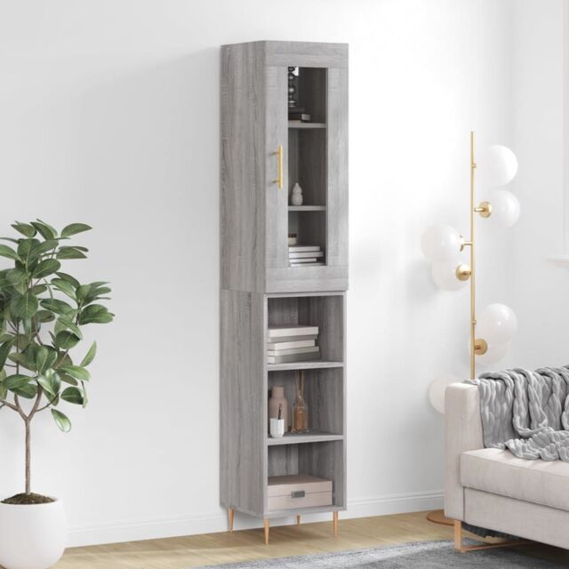 Berkfield Home Highboard Grey Sonoma 34.5x34x180 cm Engineered Wood - image 1