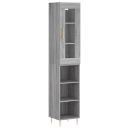 Berkfield Home Highboard Grey Sonoma 34.5x34x180 cm Engineered Wood - thumbnail 2