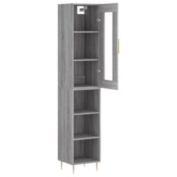 Berkfield Home Highboard Grey Sonoma 34.5x34x180 cm Engineered Wood - thumbnail 4