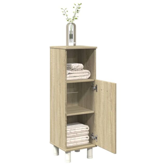 Berkfield Home Bathroom Cabinet Sonoma Oak 30.5x30x95 cm Engineered Wood in Brown - image 1
