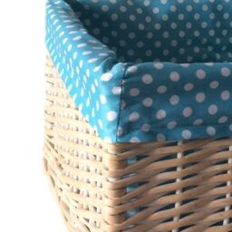 Red Hamper Wicker Blue Spotty Lined Open Storage Basket - Size: XL - thumbnail 2