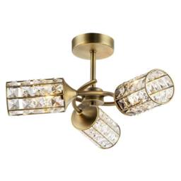 Happy Homewares Modern Ceiling Light with Cylindrical Acrylic Beaded Shades in Metallic Gold - thumbnail 2