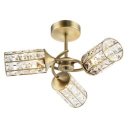 Happy Homewares Modern Ceiling Light with Cylindrical Acrylic Beaded Shades in Metallic Gold - thumbnail 4