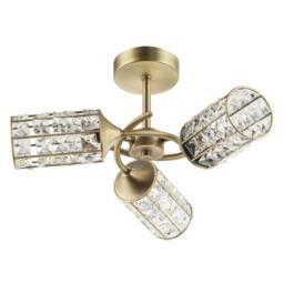 Happy Homewares Modern Ceiling Light with Cylindrical Acrylic Beaded Shades in Metallic Gold - thumbnail 3