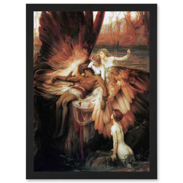 Artery8 James Mourning For Icarus Myth Greek Wings Painting Artwork Framed Wall Art Print A4 in Black - image 1