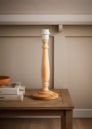 ValueLights Victoria Traditional Wooden Stem Table Lamp Base in Natural - thumbnail 1