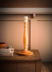 ValueLights Victoria Traditional Wooden Stem Table Lamp Base in Natural - thumbnail 2
