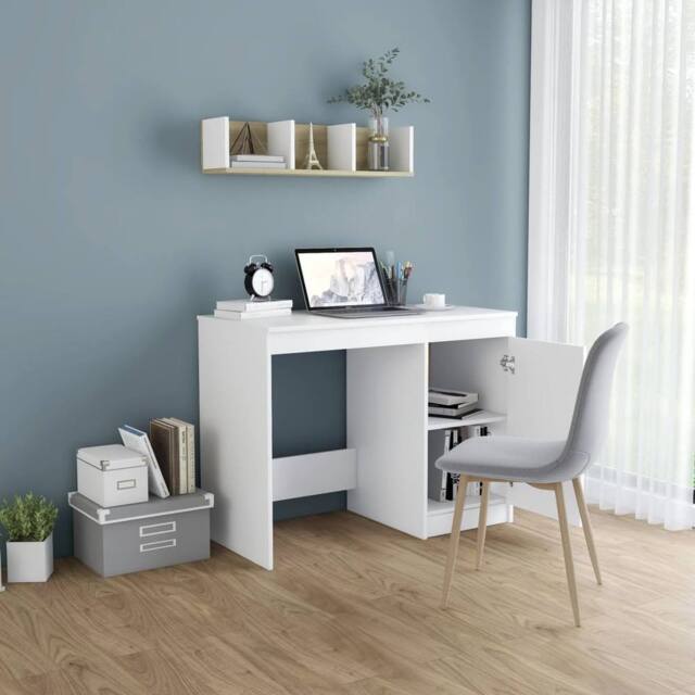 Berkfield Home Modern Desk White 100x50x76 cm Engineered Wood - Size: 100 x 50 x 76 cm - image 1
