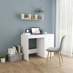 Berkfield Home Modern Desk White 100x50x76 cm Engineered Wood - Size: 100 x 50 x 76 cm - thumbnail 2