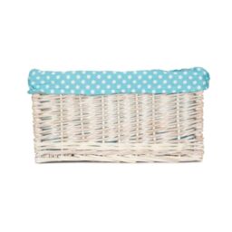 Red Hamper Wicker Blue Spotty Lined Open Storage Basket in White - Size: Large - thumbnail 3