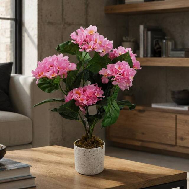 Leaf 55cm Artificial Pink Hydrangea Plant Premium - image 1