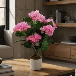 Leaf 55cm Artificial Pink Hydrangea Plant Premium