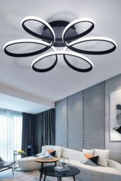 Living and Home 93W Modern Black Acrylic Petal LED Semi Ceiling Light - thumbnail 2