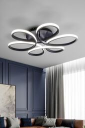 Living and Home 93W Modern Black Acrylic Petal LED Semi Ceiling Light