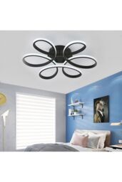 Living and Home 93W Modern Black Acrylic Petal LED Semi Ceiling Light - thumbnail 5