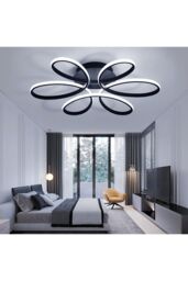 Living and Home 93W Modern Black Acrylic Petal LED Semi Ceiling Light - thumbnail 3