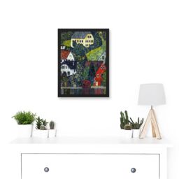 Artery8 Klimt Church In Unterach On Attersee Painting Artwork Framed Wall Art Print A4 in Black - thumbnail 2