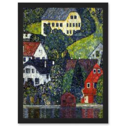 Artery8 Klimt Church In Unterach On Attersee Painting Artwork Framed Wall Art Print A4 in Black - thumbnail 1