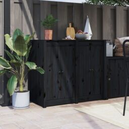 Berkfield Home Outdoor Kitchen Doors 2 pcs Black 50x9x82 cm Solid Wood Pine - Size: 50 x 9 x 82 cm